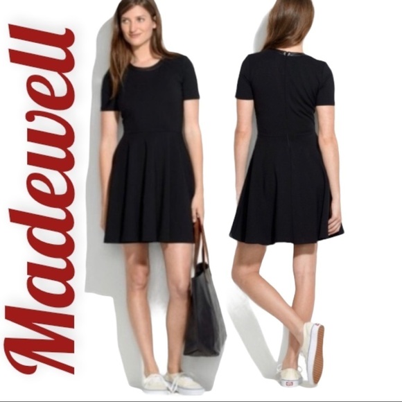 MADEWELL Black Fit & Flare Leather Trim Mini Dress, Size XS - Picture 13 of 16